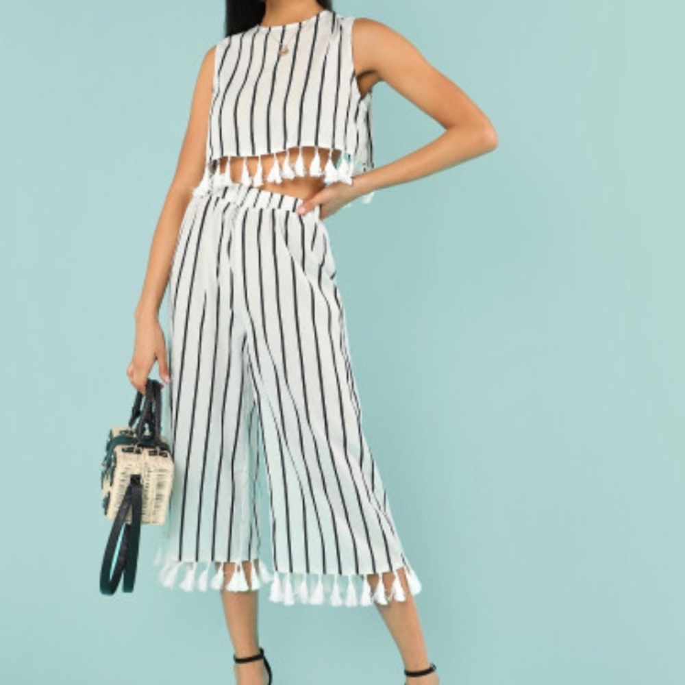 Brand new Tassel Trim striped co-ord set